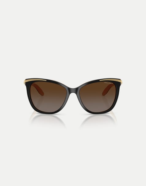 Ralph Ra5203 cat eye polarised sunglasses with brown lens in black - view 1