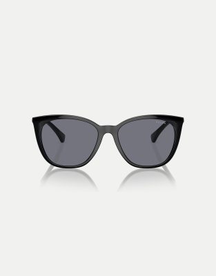 Ralph - Ra5280 - Cat-Eye-Sonnenbrille in glänzendem Schwarz mit blauen Gläsern