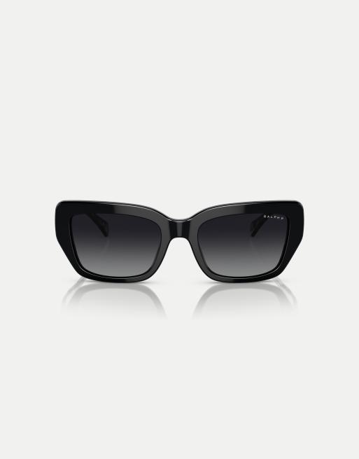 Ralph - Ra5292 - Occhiali da sole rettangolari nero lucido con lenti grigie polarizzate