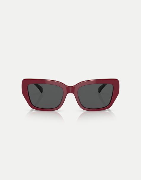 Ralph - Ra5292 - Occhiali da sole rettangolari rosso opale lucido con lenti grigie - view 1