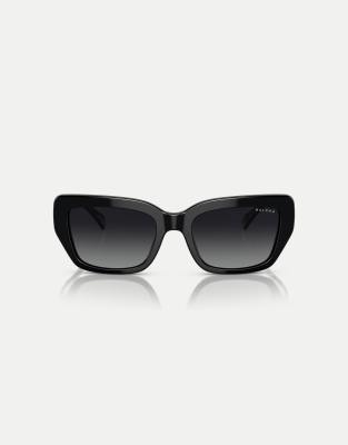 Ralph - Ra5292 - Rechteckige polarisierte Sonnenbrille in glänzendem Schwarz mit grauem Gläsern