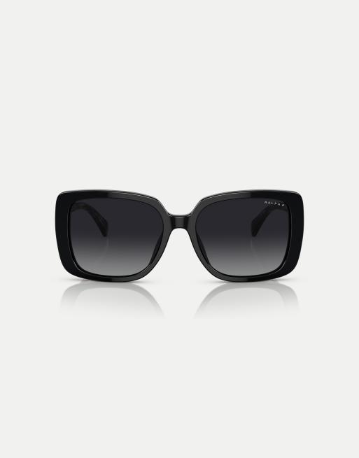 Ralph - Ra5298u - Lunettes de soleil rectangulaires à verres gris polarisés - Noir brillant