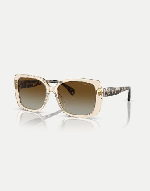 Ralph Ra5298u occhiali da sole rettangolari polarizzati con lenti marroni in marrone chiaro trasparente, 3 di 4