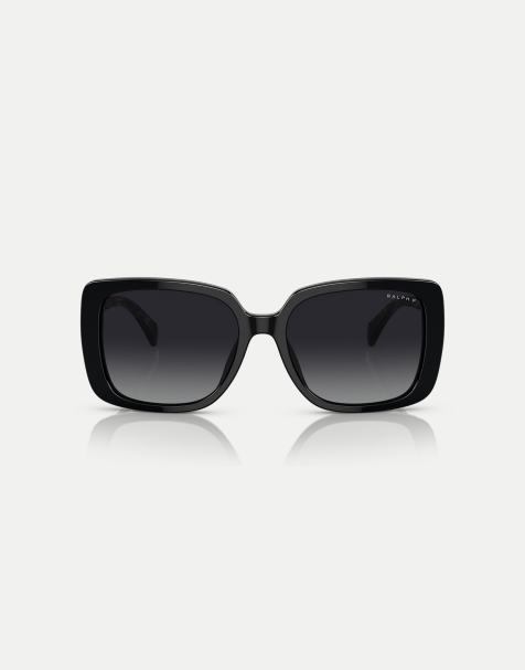 Ralph – Ra5298u – Rechteckige polarisierte Sonnenbrille in glänzendem Schwarz mit grauem Gläsern - view 1