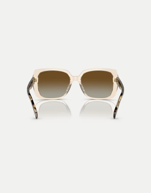 Ralph Ra5298u rectangle polarised sunglasses with brown lens in transparent light brown, 2 of 4