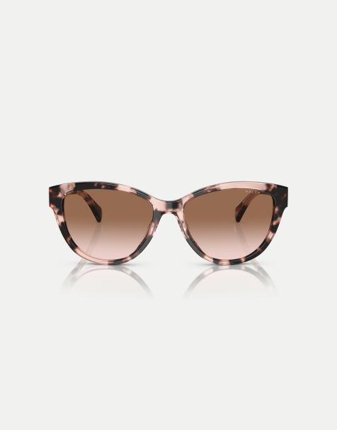 Ralph Ra5299u oval sunglasses with brown lens in shiny pink havana