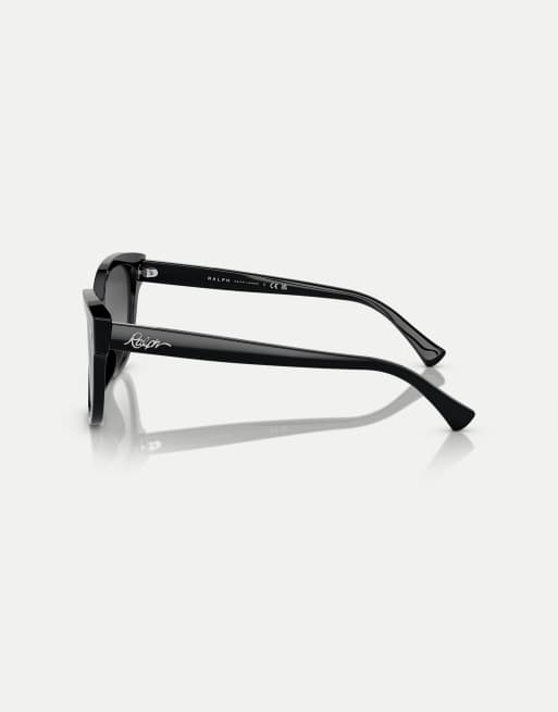 Ralph Ra5305u cat eye sunglasses with grey lens in shiny black, 4 of 4