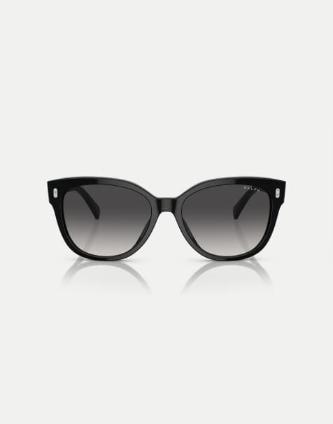 Ralph Ra5305u occhiali da sole cat-eye con lenti grigie in nero lucido - view 1