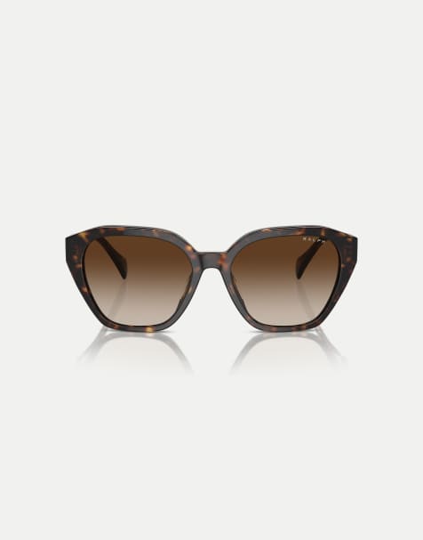 Ralph Ra5315u cat eye sunglasses with brown lens in shiny dark havana - view 1