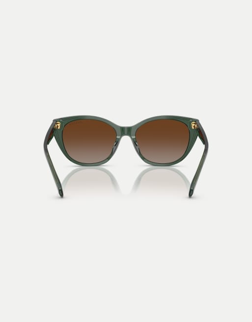Ralph Square polarised sunglasses with brown lens in shiny transparent green, 2 of 4