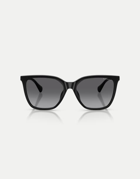 Ralph Square polarised sunglasses with grey lens in shiny black - view 1