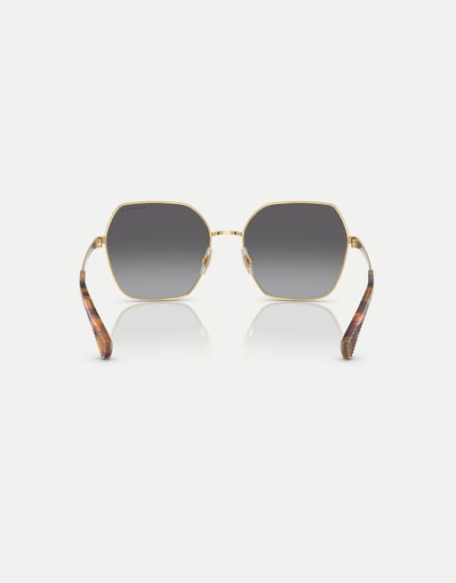 Ralph Square polarised sunglasses with grey lens in shiny gold, 2 of 4