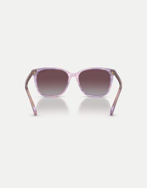 Ralph Vvcv eckige polarisierte Sonnenbrille mit violettem Glas in gestreiftem Lila, 2 von 4
