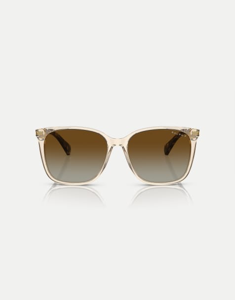 Ralph Vvcv lunettes de soleil carrées polarisées avec verres marron en marron transparent brillant - view 1