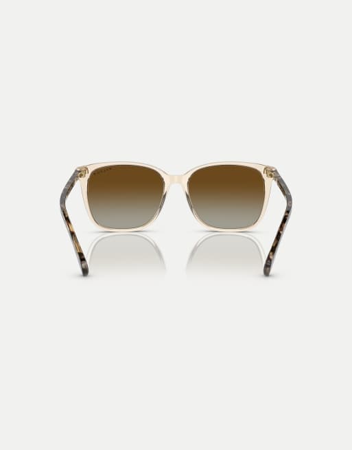Ralph Vvcv lunettes de soleil carrées polarisées avec verres marron en marron transparent brillant, 2 de 4