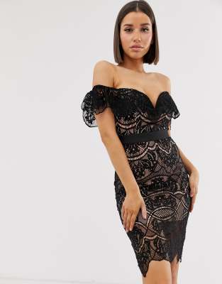 asos lace black dress