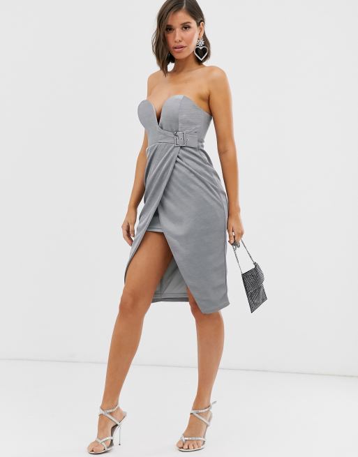 Buckle wrap hotsell midi dress