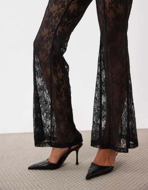 Rare London bandeau lace pant jumpsuit in black, 2 of 4
