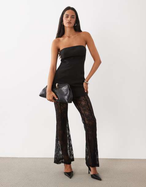 Rare London bandeau spets jumpsuit med byxor i svart - view 1