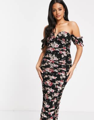bodycon floral maxi dress