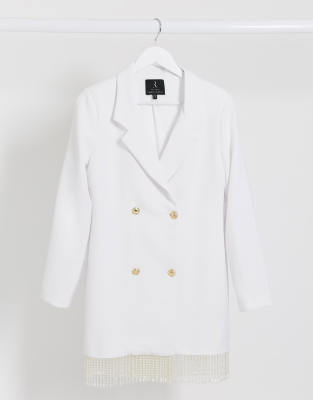 asos design embellished fringe blazer dress