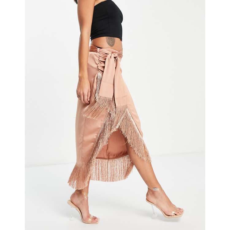 Fringe wrap 2025 midi skirt