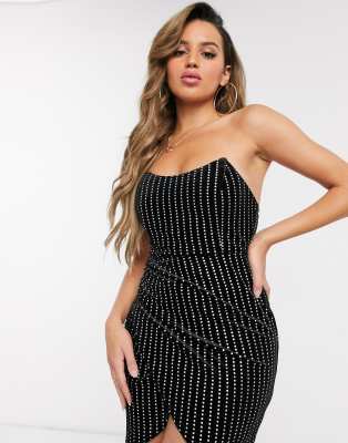 Rare London Corset Sequin Mini Dress-black