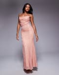 [Rare] Rare London devore cowl neck fishtail maxi dress in blush-Pink 8 Blush