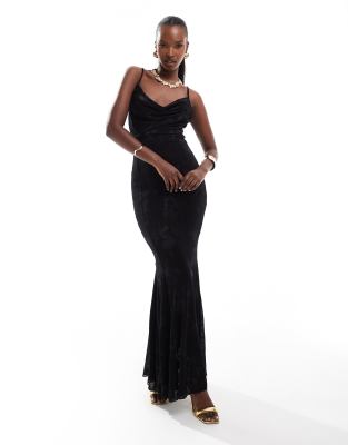 Shop Rare London devore velvet cowl neck fishtail maxi dress Online – Trendy & Affordable Fashion