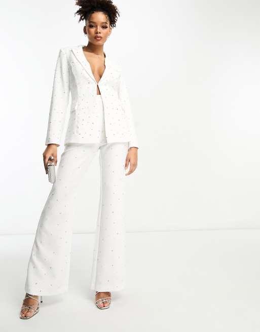 Diamante Embellished Wide Leg Pants