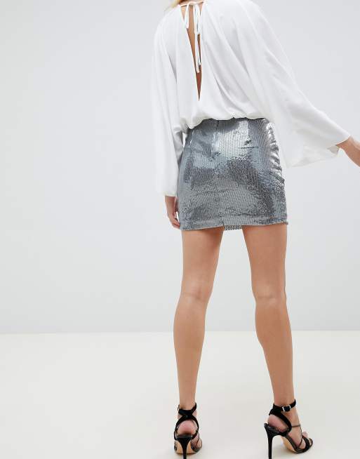 Embroidered sequin outlet mini skirt