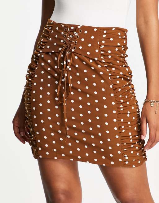 Brown polka dot skirt river island 2025