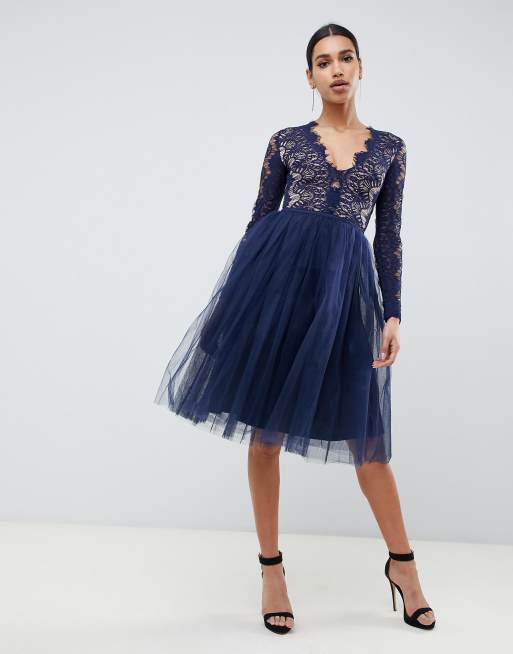 Asos navy prom dress best sale