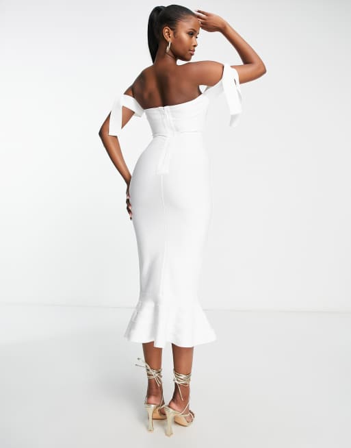 Strapless bandage midi outlet dress