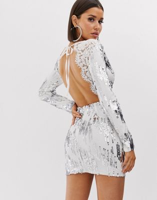 silver white sequin dress