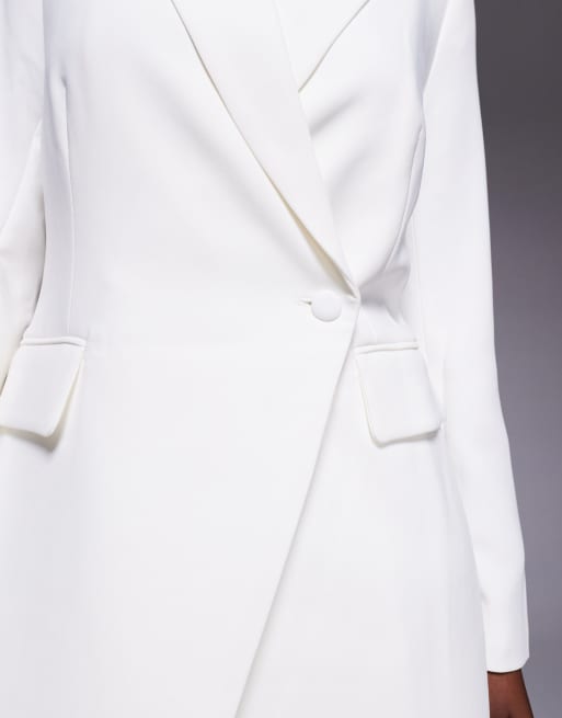 Rare London - Robe blazer courte coupe portefeuille - Crème, 4 de 4
