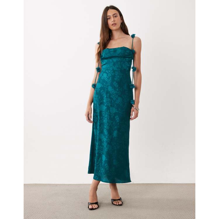 leinwande Petal Strap Dress Rare London satin jacquard petal strap