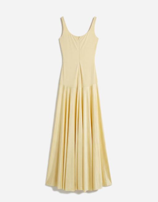 Rare London – Satin-Maxikleid in Gelb mit tiefer Taille und U-Ausschnitt, 6 von 7
