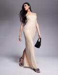 [Rare] Rare London sequin bandeau maxi dress in beige-Yellow 6 BEIGE