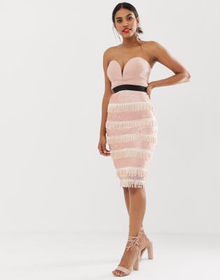 pink sequin fringe dress