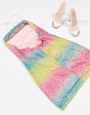 asos rainbow sequin dress