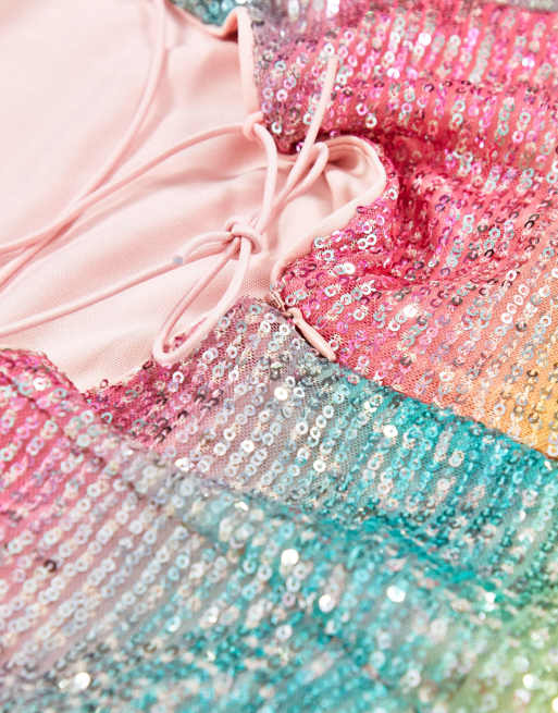 Pastel rainbow sequin clearance dress