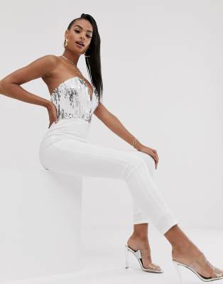 sequin bandeau jumpsuit