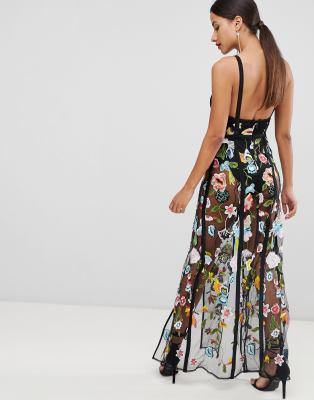sheer embroidered maxi dress