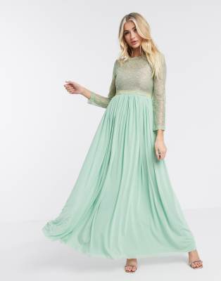 mint maxi dress with sleeves