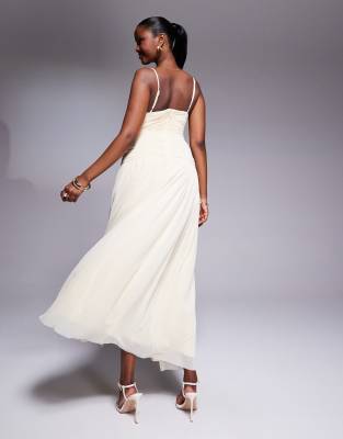 Rare London Slinky Drape Detail Dropped Waist Cami Dress