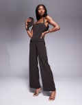 [Rare] Rare London tailored halterneck wide leg jumpsuit in brown 6 BROWN