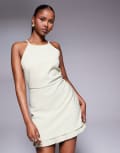 [Rare] Rare London tailored micro pleat mini dress in sage green 4 Sage green