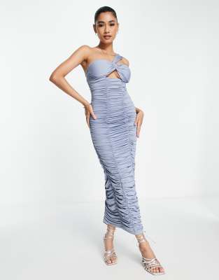 London twist bodycon midi dress in powder blue