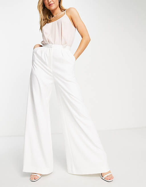Rare London wide leg tailored pants in white (part of a set)